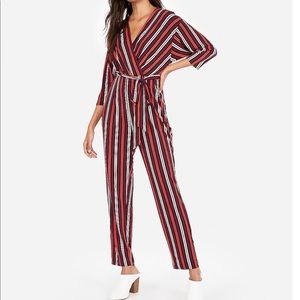 Brand new Striped Sash Tie Waist Surplice Jumpsuit